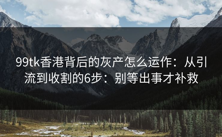 99tk香港背后的灰产怎么运作：从引流到收割的6步：别等出事才补救