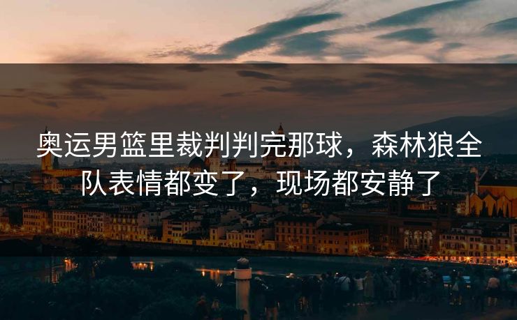 奥运男篮里裁判判完那球，森林狼全队表情都变了，现场都安静了