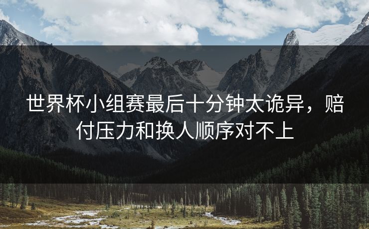 世界杯小组赛最后十分钟太诡异，赔付压力和换人顺序对不上